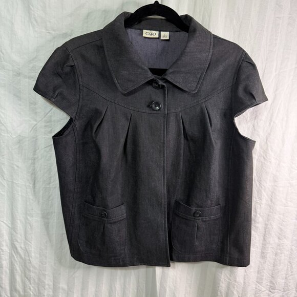 Cato women's Lightweight Short Sleeved Jacket Color Black, Size L - Picture 1 of 11